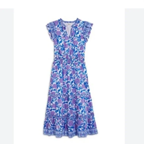 NWT Vineyard Vines  Hydrangea Block Printed Maxi Dress, Size Small - Picture 2 of 3